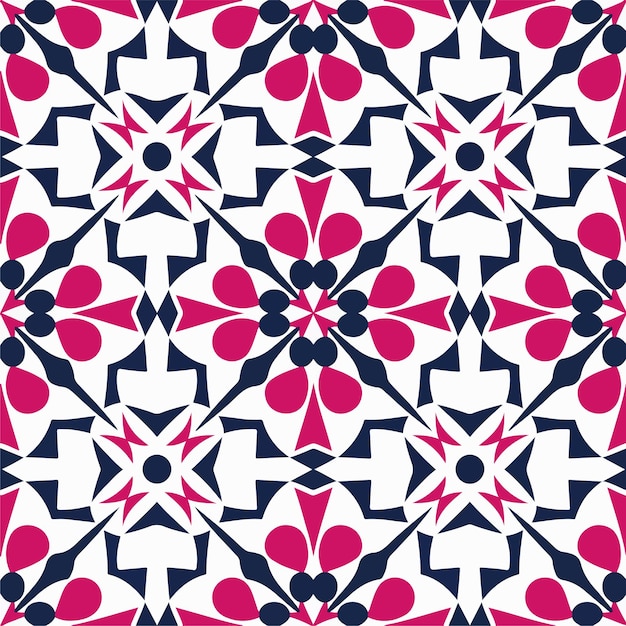 Un patrón colorido con una flor azul oscuro y rosa