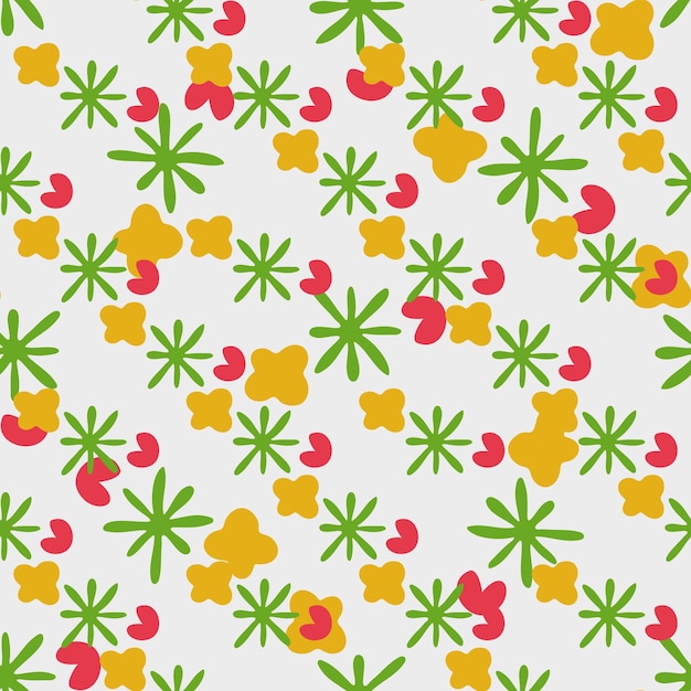 Un patrón colorido de flores y hojas está dibujado en verde claro