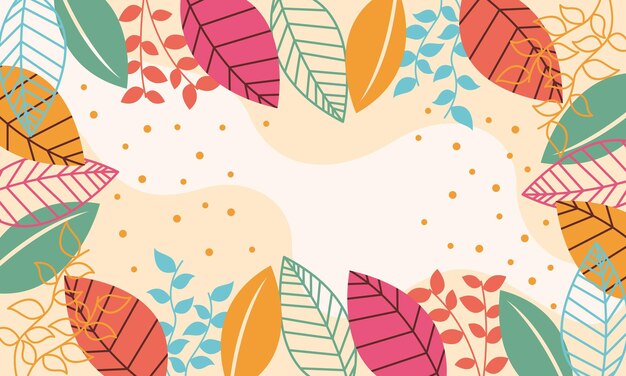 un patrón colorido con hojas y un fondo con un lugar para el texto