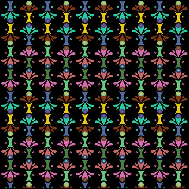 un patrón colorido de las hojas sobre un fondo negro Abstracto sin costuras colorido floral arte vectorial