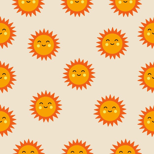 Un patrón colorido y lindo de soles sonrientes