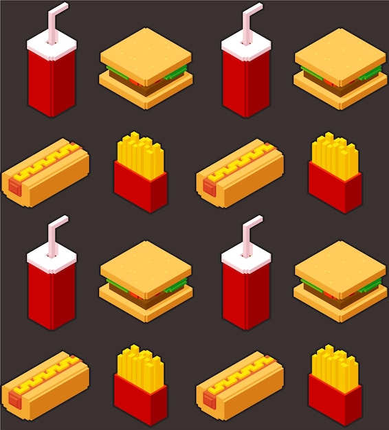 Patrón de comida chatarra 3d
