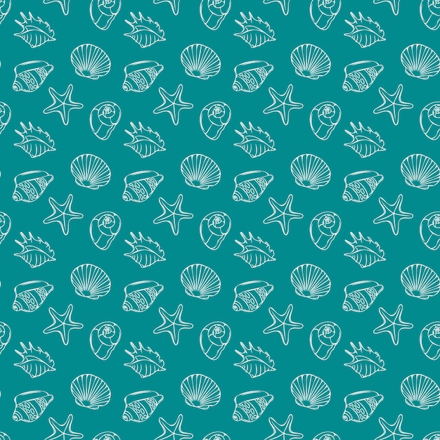Patrón de conchas marinas patrón sin costuras con conchas para tela y diseño ilustración vectorial