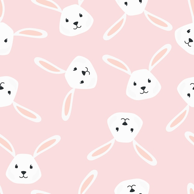 Patrón de conejito de Pascua en estilo lindo Personaje de dibujos animados divertido Ilustración vectorial 10 eps