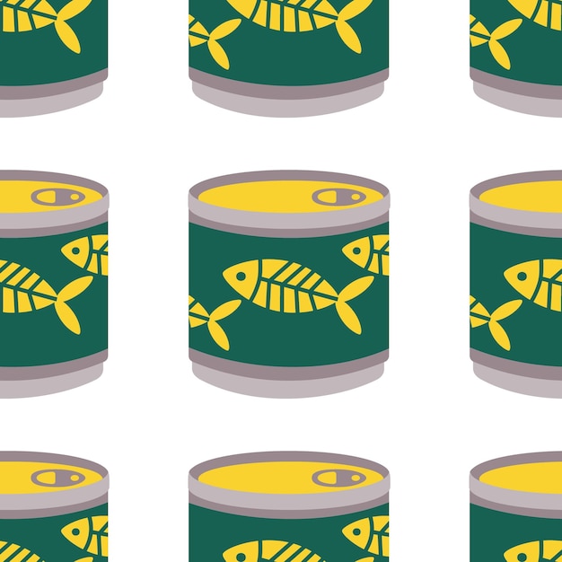Patrón con conservas de pescado para animales gatos lata con etiqueta de pescado
