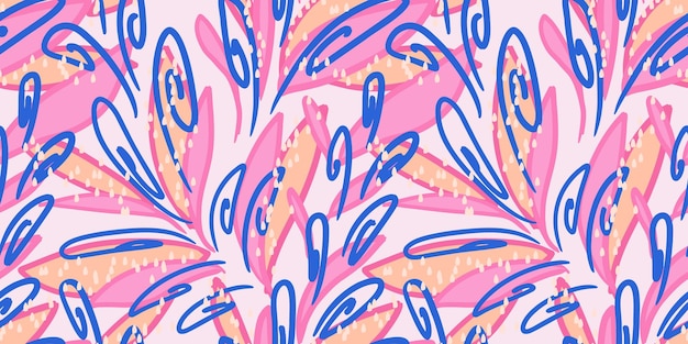 Patrón contemporáneo sin costuras con formas giratorias abstractas Fondo rosa y azul único