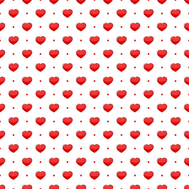 Patrón continuo de corazones rojos