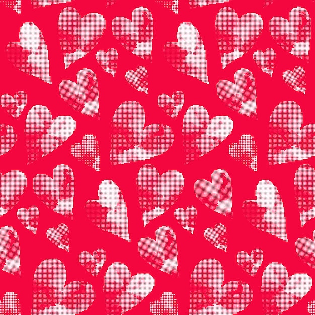 Patrón continuo de corazones rojos