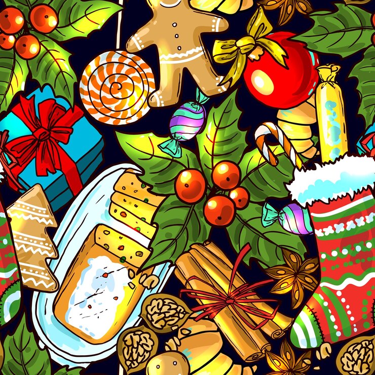 Vector patrón continuo de navidad
