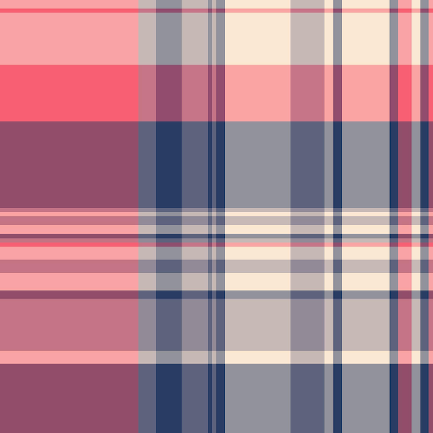 Patrón de control de fondo de vector textil tartan con una textura sin costuras de tela a cuadros en colores pastel y rojo