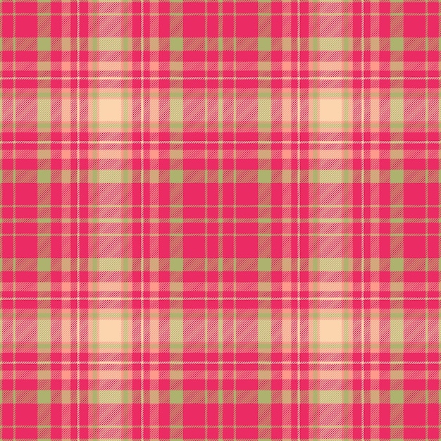 Patrón de control vectorial de textura de fondo de tartan con un pliegue textil sin costuras de tela en colores rojo y limón