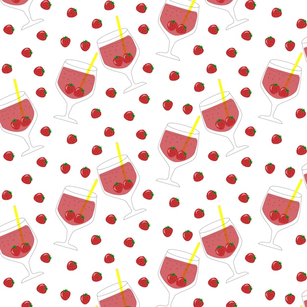 Patrón con copas de cóctel naranja mojito fresa Decoración con bebidas alcohólicas de verano Vector