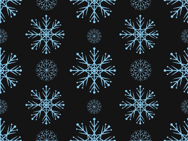Patrón de copo de nieve sin costuras copos de nieve azules sobre fondo negro copo de Nieve de Navidad