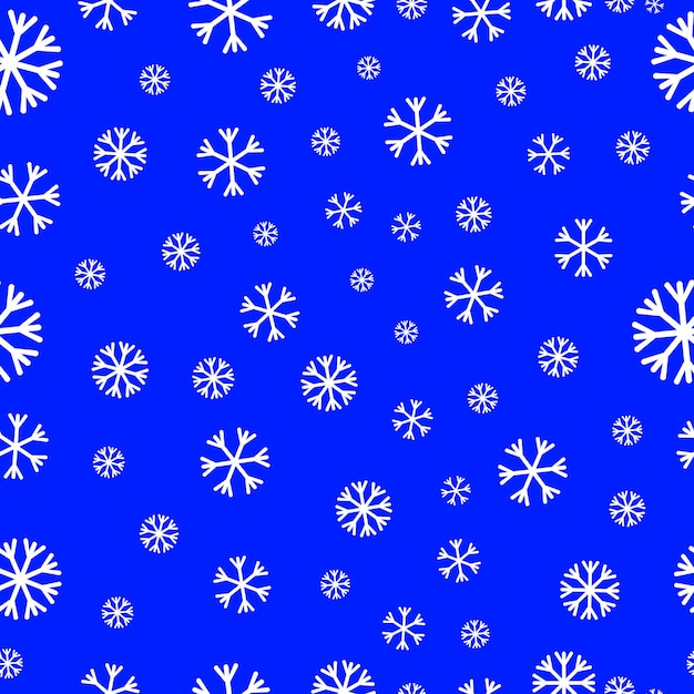 Patrón de copo de nieve sin costuras en fondo azul Patrón vectorial sin costuras con copo de Nieve blanco
