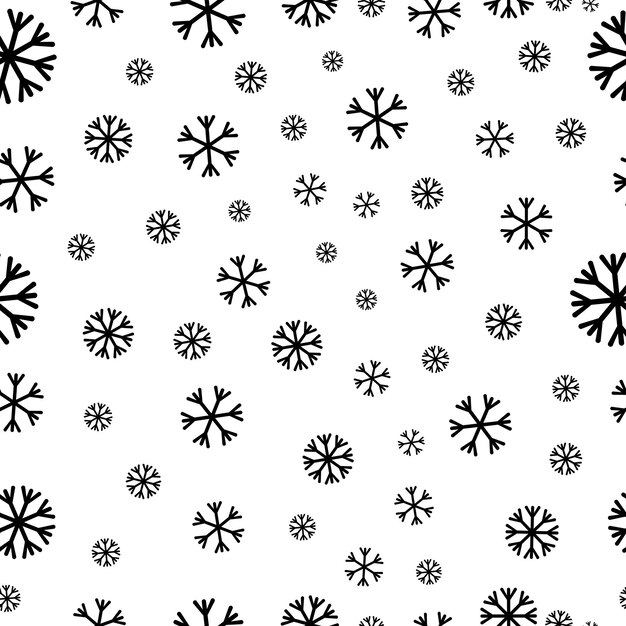 Patrón de copo de nieve sin costuras negro y blanco Patrón vectorial sin costuras con copo de Nieve negro