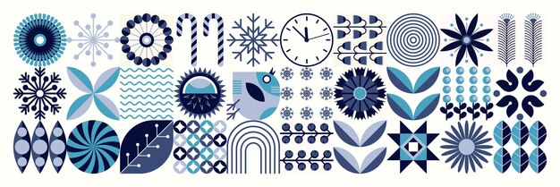 Patrón de copo de nieve geométrico de invierno estilo ucraniano motivos escandinavos Feliz Navidad