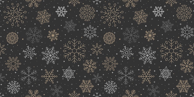 Patrón de copo de nieve, navidad y feliz año nuevo fondo