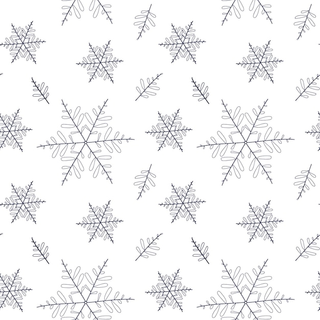 Patrón de copos de nieve azul invierno ilustración dibujada a mano repita el fondo para el fondo de pantalla