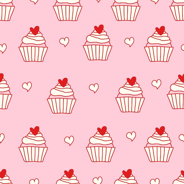 Patrón de coquete sin costuras con dulces pasteles