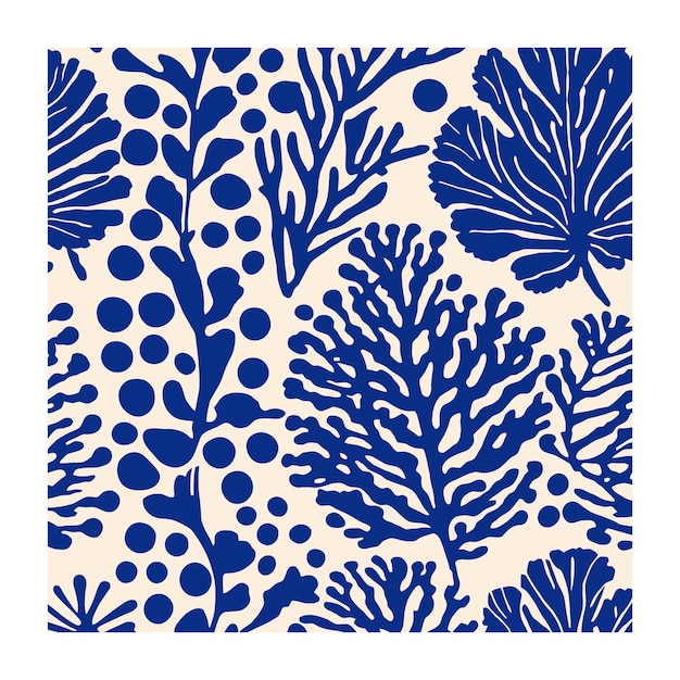 Patrón de coral azul en estilo ecléctico