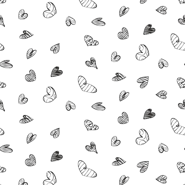 Vector patrón de corazón de doodle en un fondo blanco gráficos vectoriales de amor por el textil y la impresión en papel