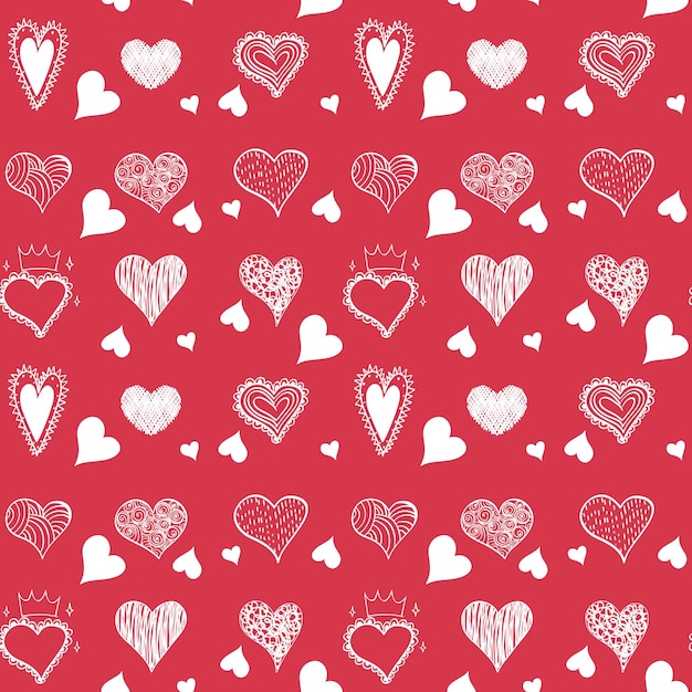 Patrón de corazón garabato inconsútil