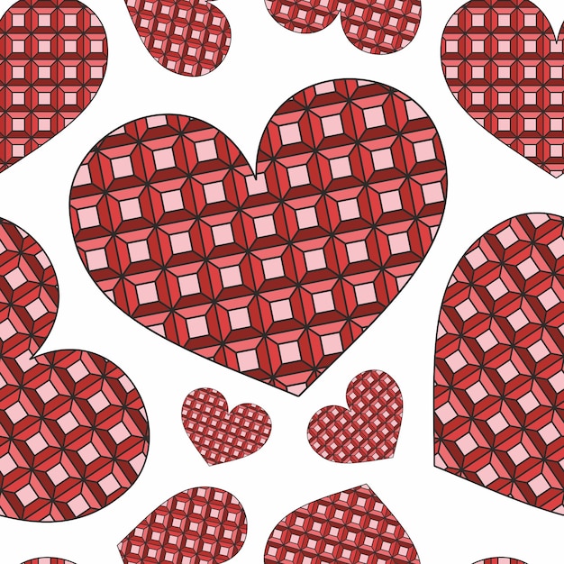 Patrón de corazón geométrico rojo