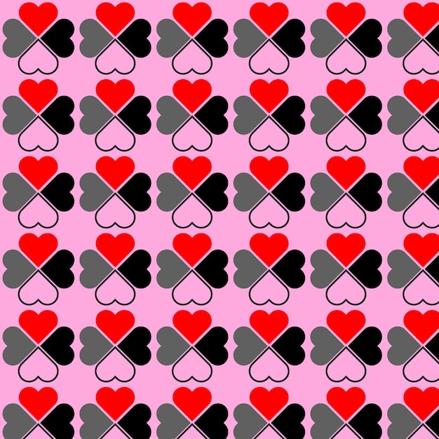 Patrón de corazón repetido sobre un fondo rosado