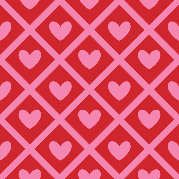 Patrón de corazón rosado y rojo sin costuras
