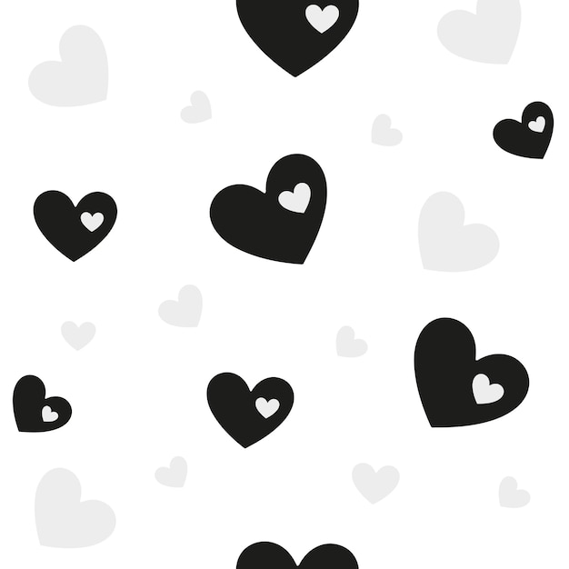 Vector un patrón de corazones en blanco y negro.