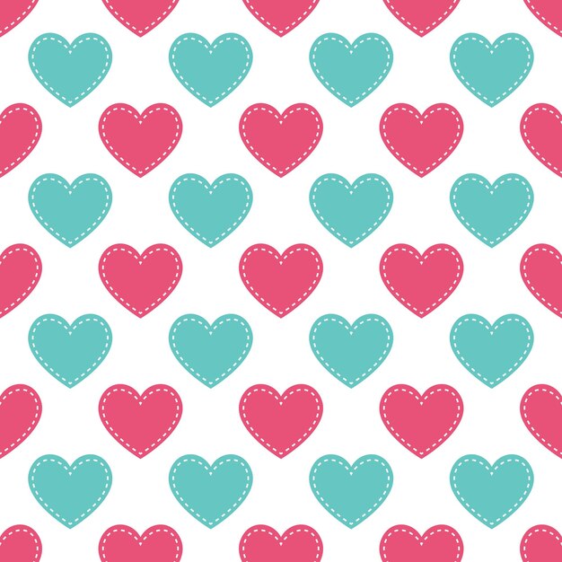 Patrón de corazones de colores. Fondo del día de San Valentín para la plantilla de vacaciones. Ilustración de estilo creativo y de lujo.