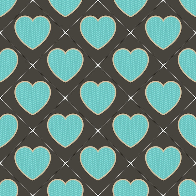 Patrón de corazones de colores con forma geométrica. Fondo del día de San Valentín para la plantilla de vacaciones. Ilustración de estilo creativo y de lujo.