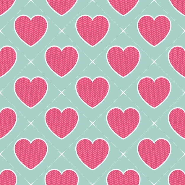 Patrón de corazones de colores con forma geométrica. fondo del día de san valentín para la plantilla de vacaciones. ilustración de estilo creativo y de lujo.
