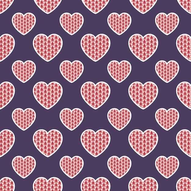 Patrón de corazones de colores con forma geométrica. Fondo del día de San Valentín para la plantilla de vacaciones. Ilustración de estilo creativo y de lujo.