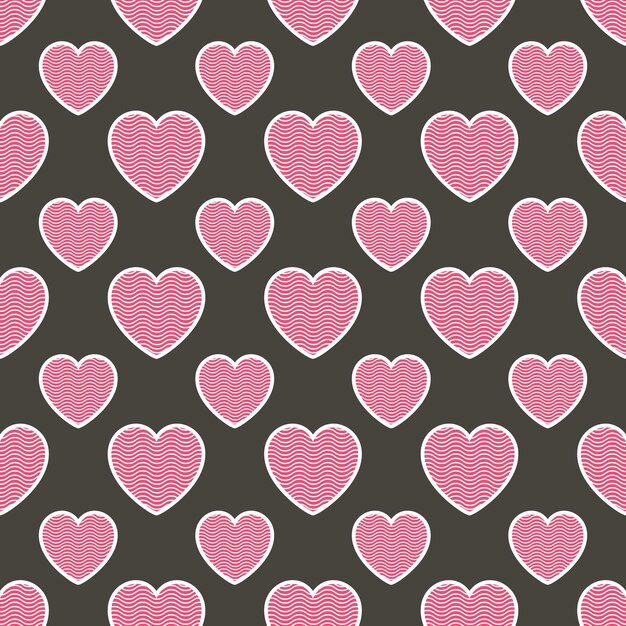 Patrón de corazones de colores con forma geométrica. Fondo del día de San Valentín para la plantilla de vacaciones. Ilustración de estilo creativo y de lujo.