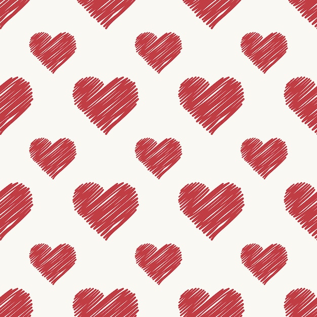 Patrón de corazones dibujados a mano. fondo del día de san valentín para la plantilla de vacaciones. ilustración de estilo creativo y de lujo.