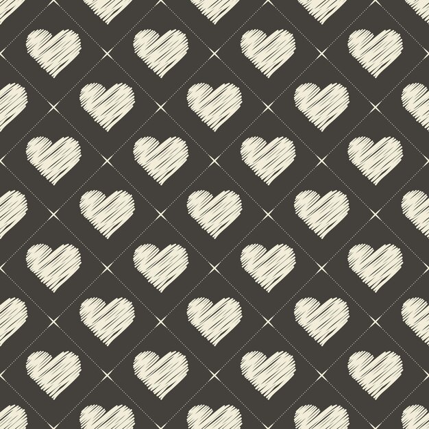 Patrón de corazones dibujados a mano. Fondo del día de San Valentín para la plantilla de vacaciones. Ilustración de estilo creativo y de lujo.