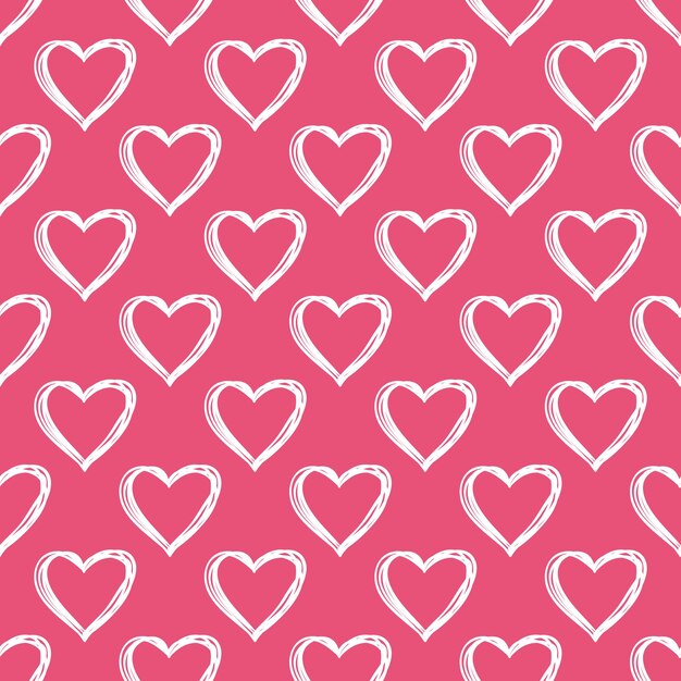 Patrón de corazones dibujados a mano. Fondo del día de San Valentín para la plantilla de vacaciones. Ilustración de estilo creativo y de lujo.