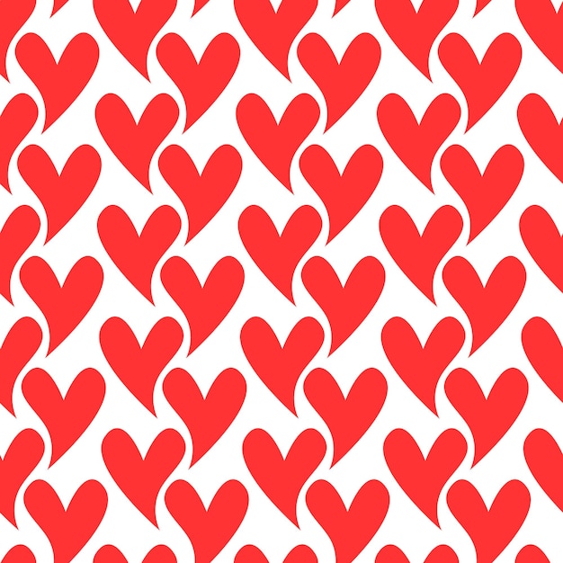 Patrón de corazones. Fondo blanco transparente con símbolos rojos de amor. Corazones para el día de San Valentín o textil de boda, envoltura. Vector ilustración dibujada a mano.