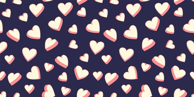 Patrón con corazones lindos en un fondo azul oscuro Vector corazón simple Collaje impresión contemporánea