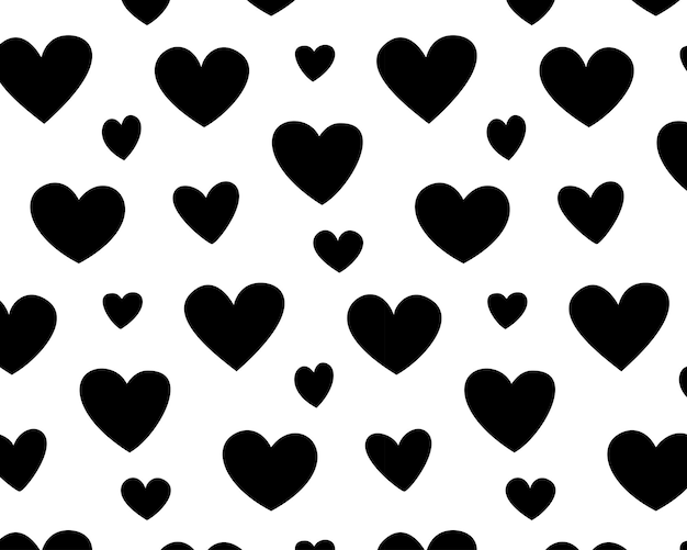 El patrón de los corazones negros Ilustración plana vectorial