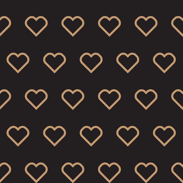 Patrón de corazones de oro en una superficie negra