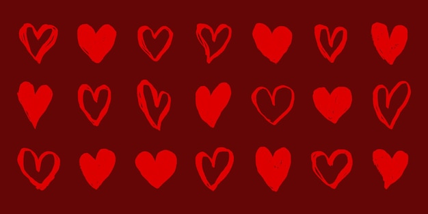 El patrón de corazones rojos en un fondo oscuro Varias formas de corazones se repiten en un diseño sin costuras Los corazones rojas crean un patrón romántico con temas de amor