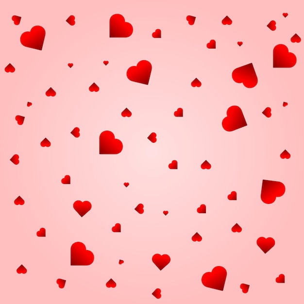 Patrón de corazones rojos en fondo rosa para el Día de San Valentín