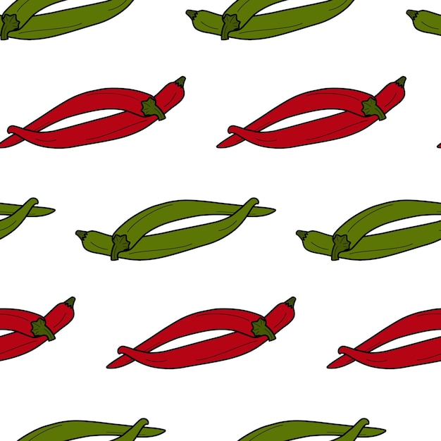 Patrón sin costura de 2 colores diferentes de chiles rojo y verde textura de fondo abstracta