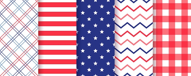 Patrón sin costura americano 4 de julio estampados patrióticos ilustración vectorial