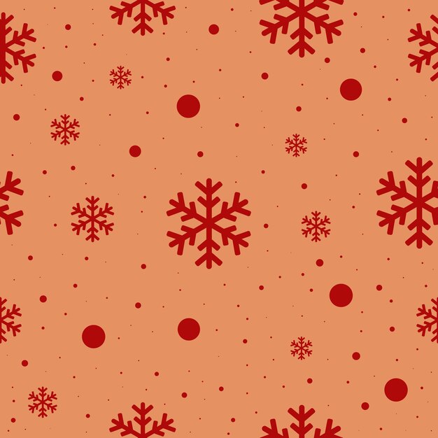 Patrón sin costura con copos de nieve en el color de moda del año 2024 Apricot Crush Diseño de año nuevo