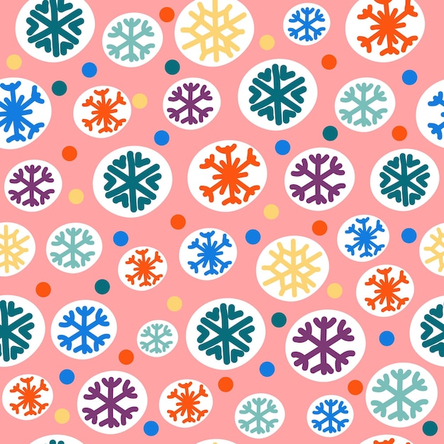 Patrón sin costura dibujado a mano con confeti y copos de nieve Adecuado para el diseño textil de embalaje de tela de Navidad y Año Nuevo