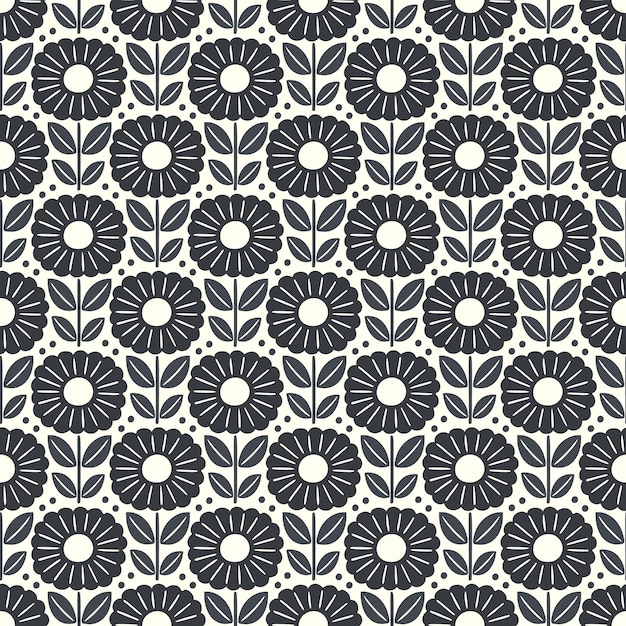 Patrón sin costura dibujado a mano con flores de garabatos decorativos repetición de patrón con flores y hojas
