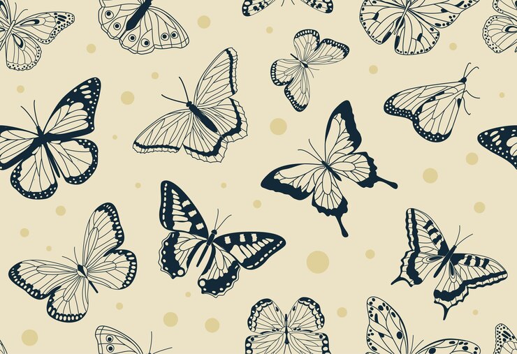 Patrón sin costura de época de mariposa